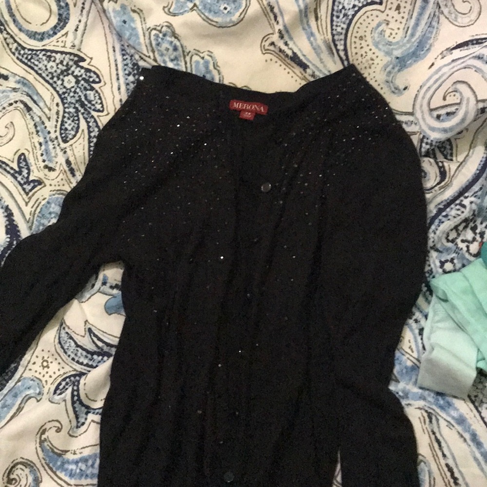 Black cardigan with small embellishments
